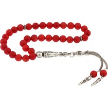 Erseyy ​doğaltaş Metal Püsküllü Mercan Taşı Tesbih