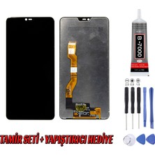 Genos Oppo F7 LCD Ekran Çıtasız Siyah Montaj Kiti Hediye