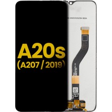Genos Samsung Galaxy A20S A207 LCD Ekran Dokunmatik Siyah Çıtasız Orijinal