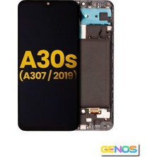 Genos Samsung Galaxy A30S A307 LCD Ekran Dokunmatik Siyah Çıtalı Orjinal