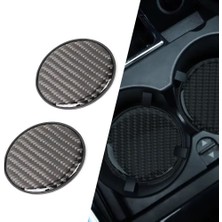 Schulzz Carcarbon Class1 Lüx Oto Karbon Görünüm Kaydırmaz Sert Silikon Araç Bardak Altlığı 2 Adet Set