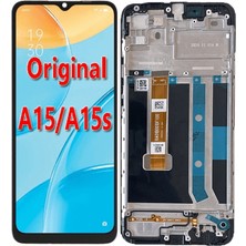 Genos Oppo A15S LCD Ekran Dokunmatik Siyah Çıtalı A Plus Kalite