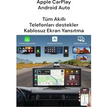 AteşTech 10.2" Inç Carplay & Android Auto Araç Ekranı | 4K Çift Kameralı | 128GB Kart Destekli