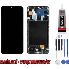 Genos Samsung A305 A30 LCD Ekran Çıtalı OLED Siyah Montaj Kiti Hediye
