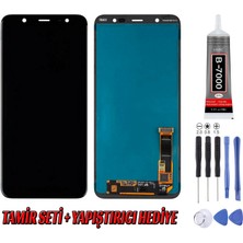 Genos Samsung J810 J8 LCD Ekran OLED Siyah Montaj Kiti Hediye