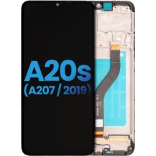 Genos Samsung Galaxy A20S A207 LCD Ekran Dokunmatik Siyah Servis Çıtalı