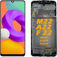 Genos Samsung Galaxy A22 A225 LCD Ekran Dokunmatik Siyah Çıtalı Orjinal Servis