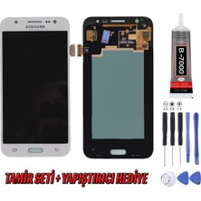 Genos Samsung J500 J5 LCD Ekran OLED Beyaz Montaj Kiti Hediye