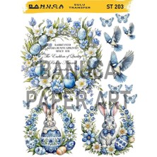 Banuca Paper Art Paskalya, Easter, Tavşan Desenli Açık Zemin Sulu Transfer 25*35 cm ST203