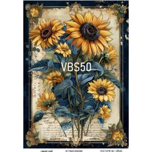 Baykuşca Lacivert Serisi VBS50 Mavi, Çiçek, Portre Desenli 30*42 cm Pirinç Dekopaj