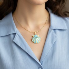 Godfroy Turkuaz Deniz Kabuğu Altın Kaplama Kolye