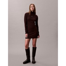 Calvin Klein Kadın Ls Woven Label Mini Elbise