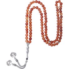 Bütüncül Şifa Turuncu Akik Doğal Taş 99'lu Tesbih