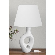 Decory Zenith Modern Abajur | 25 cm Kumaş Şapka | Bioplastik Gövde | E27 Duy | 2 M Kablolu Masa Lambası