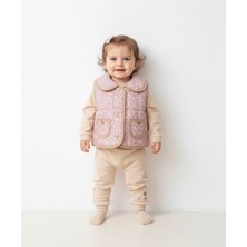 Butik Kız Bebek %100 Pamuklu Çicek Yelekli Alt - Üst 3'lü Takım