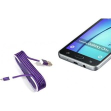 Starseven Android Örgü Şeklinde Renkli Çelik Şarj Data Kablosu - Mor
