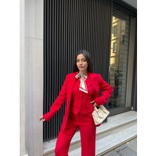 Vuntal Takım Elbise Tek Düğmeli Blazer Ceket Pantolon Yelek Üçlü Takım