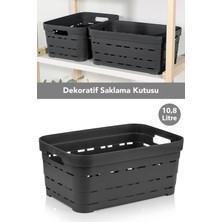 Meleni Home Delikli Dekoratif Piramit Saklama Kutusu - Dolap Içi Düzenleyici Organizer Kutu 10,8 Lt Antrasit