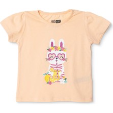 Hellobaby Hellobaby Kız Bebek Tshirt Hayvan Baskılı Bisiklet Yaka Kısa Kol