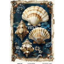Baykuşca Lacivert Serisi VBS71 Mavi, Çiçek, Marin Desenli 30*42 cm Pirinç Dekopaj
