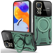 Starseven Redmi Note 11 Kılıf Joy Lens Standlı Kapak - Koyu Yeşil