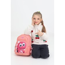 Neşeli Home Sevimli Dinozor Figürlü Somon Anaokulu Kreş Çantası 4 Bölmeli Kız Çocuk Sırt Çantası Yeni Sezon