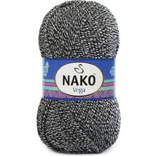 Nako Vega 5 Adet 21297 Siyah-Gri Mulina El Örgü Ipliği