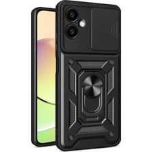 TE Dükkan Buğz Samsung Galaxy A07 4g Pars Lens Yüzüklü Silikon - Siyah