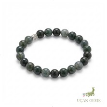 Uçan Geyik Yeşil Jasper Doğal Taş Bileklik 8mm - Denge, Şifa, Huzur, Güven - Esnek Tasarım