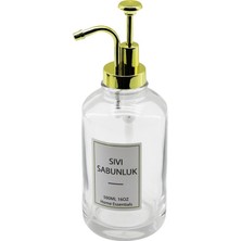 Go İthalat YUVARLAK CAM ŞİŞE - ŞEFFAFSIVI SABUNLUK 500ML POMPA - MUSLUK AYRIK MODEL BAŞLI