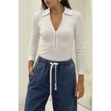 Pepicino Beyaz Fermuarlı Body 251016