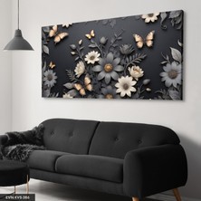 Evine Moda Kelebekler ve Çiçekler Tek Parça Kanvas - Canvas Tablo