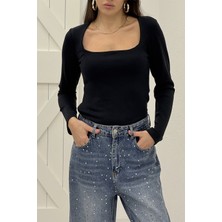 Pepicino Siyah Kare Yaka Bluz 7651