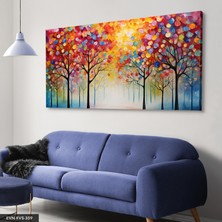 Evine Moda Renkli Soyut Sanat Modern Çiçek ve Yaprak Kompozisyonu Tek Parça Kanvas - Canvas Tablo