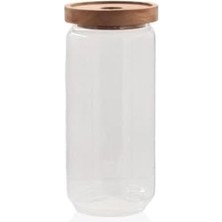 Ahşap Kapaklı 4 Lü Cam Saklama Kabı -Kavanoz 1000-700-500-300 ml