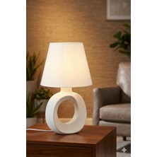 Decory Zenya Modern Abajur | 25 cm Kumaş Şapka | 20 cm Bioplastik Gövde | E27 Duy | 2 M Kablolu Masa Lambası
