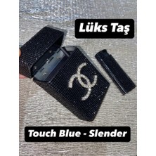 Lüks Taş taşlı sıgara kutusu ve cakmak [ slender ve toch blue]