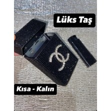 Lüks Taş Taşlı Sigara Kutusu ve cakmak [ kısa kalın sıgaralar ıcın ]