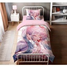 Anime Kız Temalı Baskılı Tek Kişilik Nevresim Takımı
