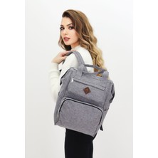 Neşeli Home Termal Bölmeli Gri Anne Bebek Sırt Çantası Geniş Hacimli Bebek Bakım Çantası Yeni Sezon