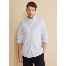 Brooks Brothers Regular Fit Düğmeli Yaka Mavi Erkek Gömlek BBFW25MSH007