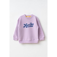Haribo Kids Kız Çocuk Tam Kalıp Bisiklet Yaka Yazı Baskılı Sweatshirt - Lila