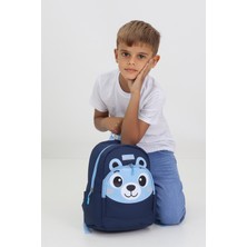 Neşeli Home Ayı Figürlü Lacivert Anaokulu Kreş Çantası 4 Bölmeli Erkek Kız Çocuk Sırt Çantası Yeni Sezon