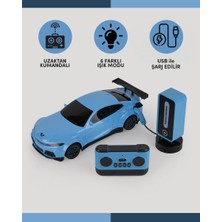 Let's Be Child Renkli Şarj Istasyonlu Uzaktan Kumandalı Işıklı Araba Mavi