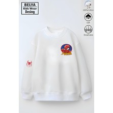 Belya Kids Wear Tam Kalıp Oversize Erkek Çocuk Pamuğa Pamuk 3 Iplik Kumaş Man2 Karakter Tasarım Sweatshirt