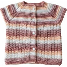 Fm El Örgüsü Ebruli Bebek/çocuk Yeleği - 2-3 Yaş Yumuşacık Akrilik Ip El Emeği Kız Çocuk Yeleği - Renkli Geçişli Boy 33 cm En  25 cm Yelek