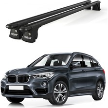 Today Auto Trio-Iı Bmw X1 (F48)(2015 ve Sonrası) Uyumlu Siyah Kilitli Ara Atkı 120CM Port Bagaj Tavan Barı