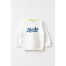 Haribo Kids Unisex Çocuk Tam Kalıp Bisiklet Yaka Yazı Baskılı Sweatshirt - Beyaz