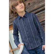 Cigit Çizgili Mevsimlik Oduncu Gömlek 2-10 Yaş Lacivert