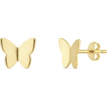 Zeya Kuyumculuk 14 Ayar Altın Minimal Kelebek Küpe